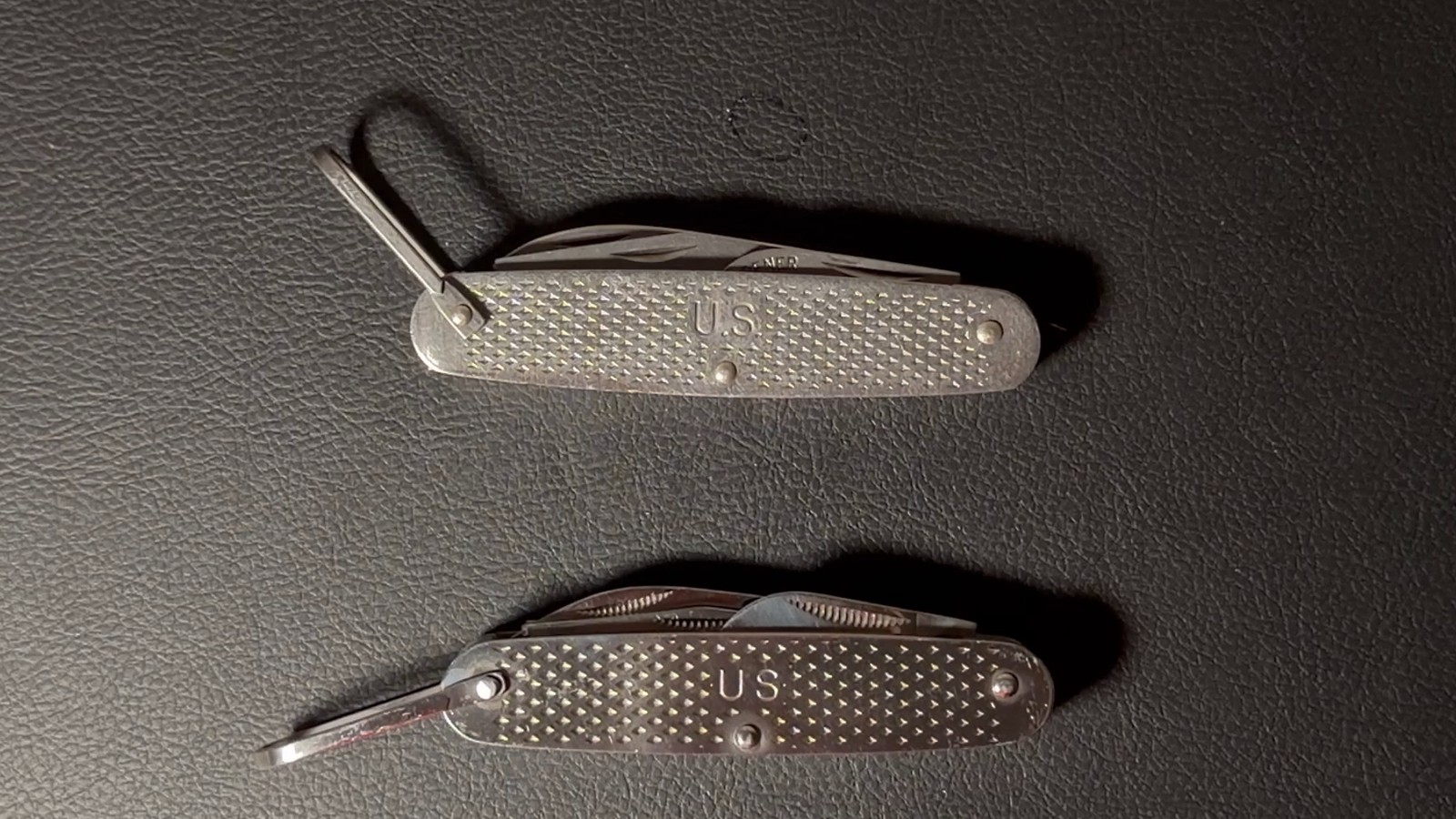 Both knives from our Army film: 1988 Camillus (U.S. Army pattern, pre-owned) + Marble's G.I. utility knife (made in China, with box) — image 1 of 5
