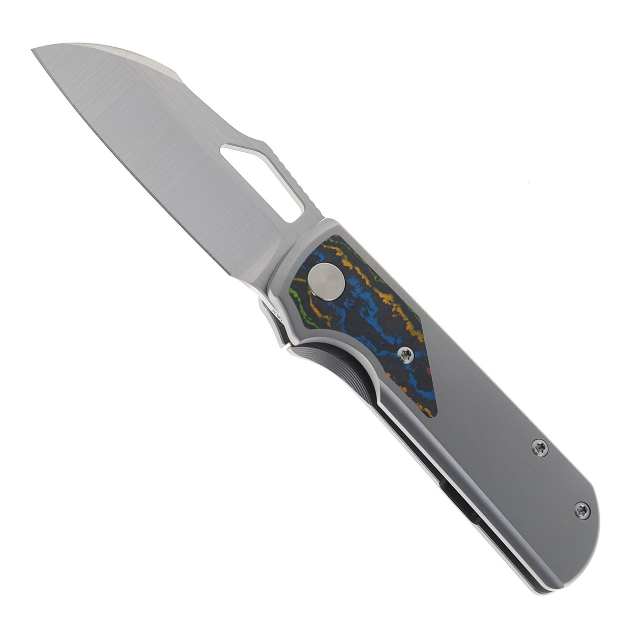 Divo Knives Pony Stout V2 — Beadblasted Titanium w/ 80's Camo Inlay, Satin Vanax Blade (Right-Handed) — image 1 of 6