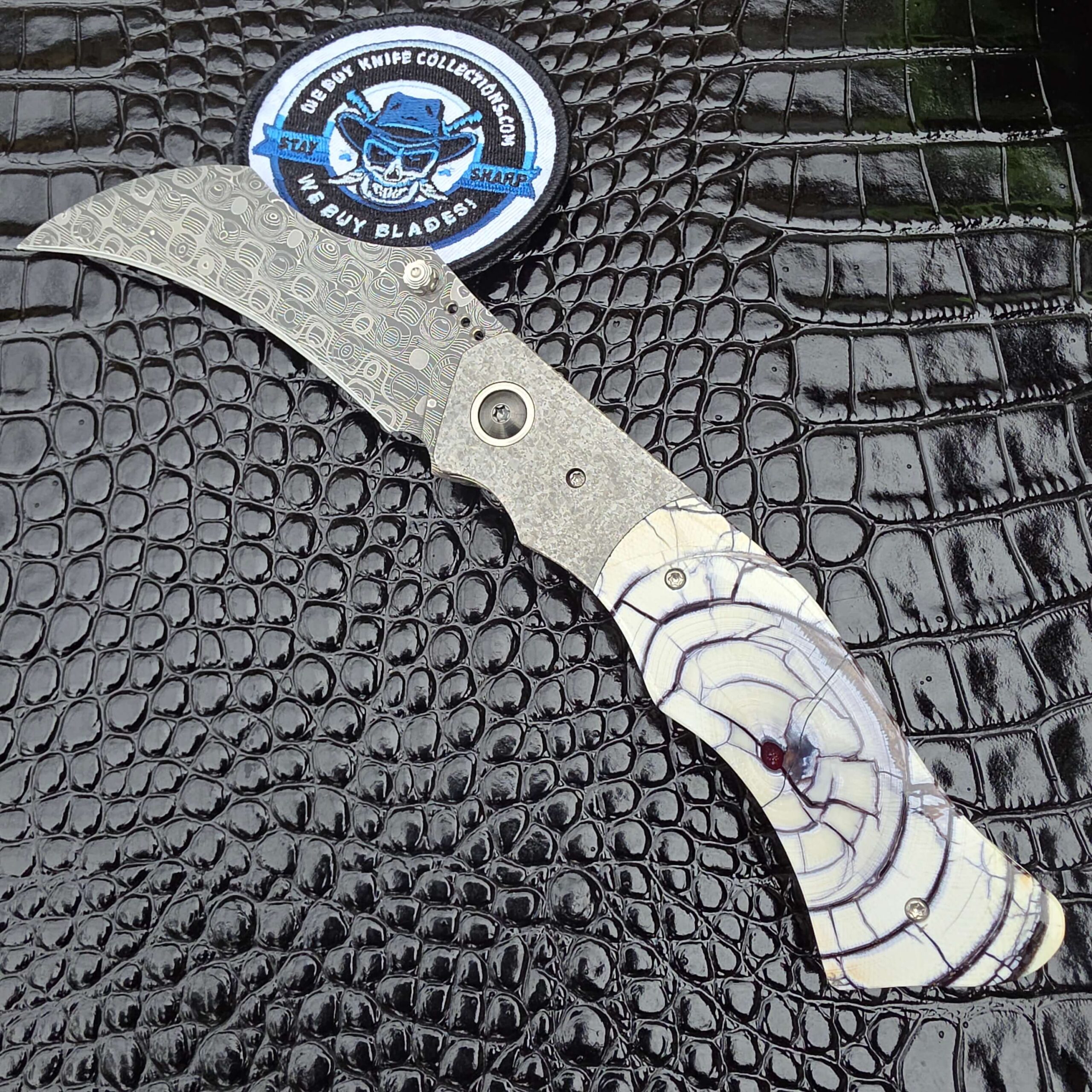 KC Gray Custom Knives Archaeopteryx – Sun Storm Damascus & Cross-Cut Mammoth Tusk